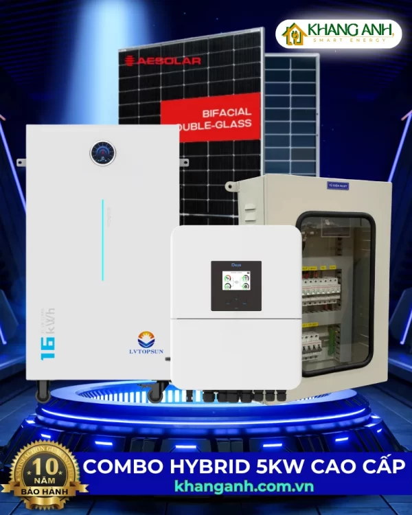 Combo Hybrid 5kW Cao Cấp Tự Lắp - Điện Mặt Trời Lưu Trữ