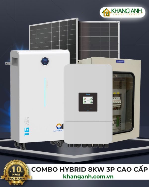 Combo Hybrid 8kW 3 Pha Cao Cấp Tự Lắp - Điện Mặt Trời Lưu Trữ