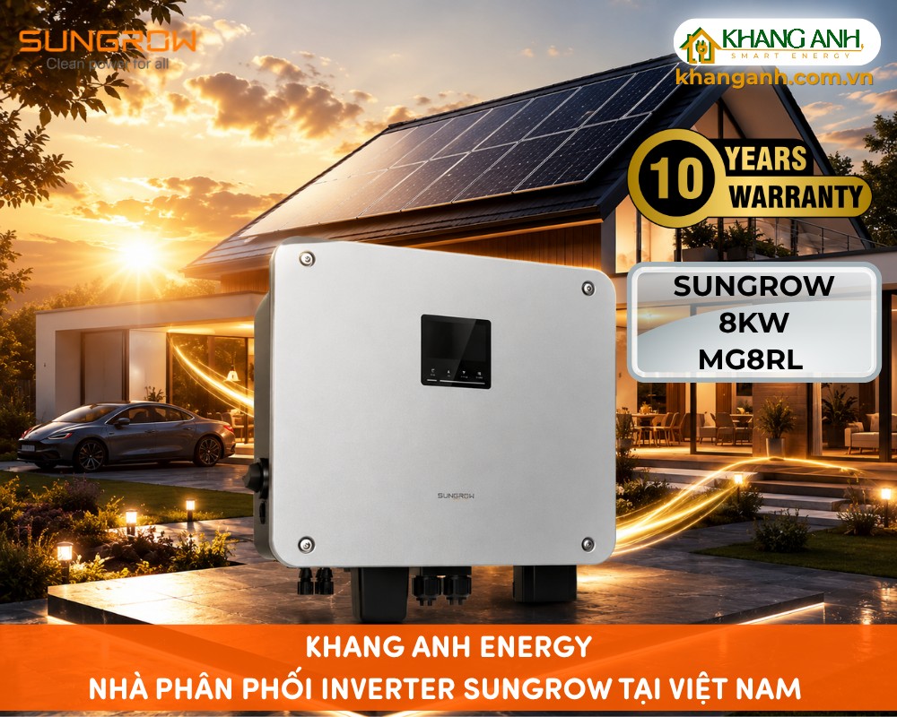 Inverter Sungrow 8kW Hybrid MG8RL– Backup ≤4ms – Công suất đỉnh 200%