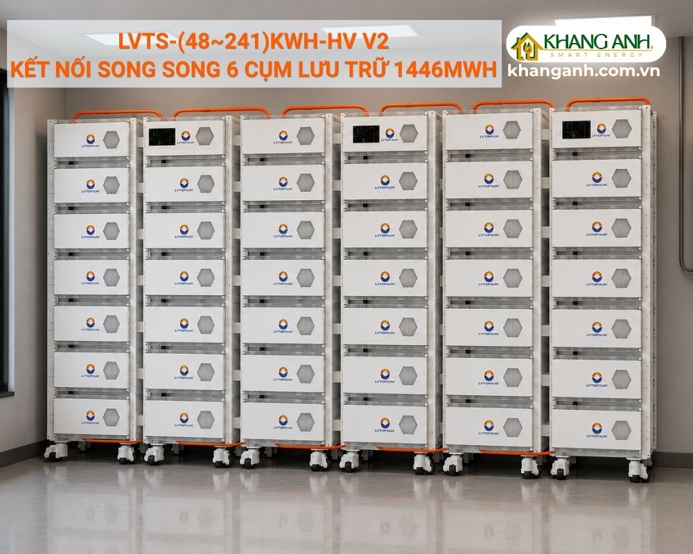 Lithium LVTOPSUN áp cao kết nối song song 6 cụm lưu trũ 1446MWH